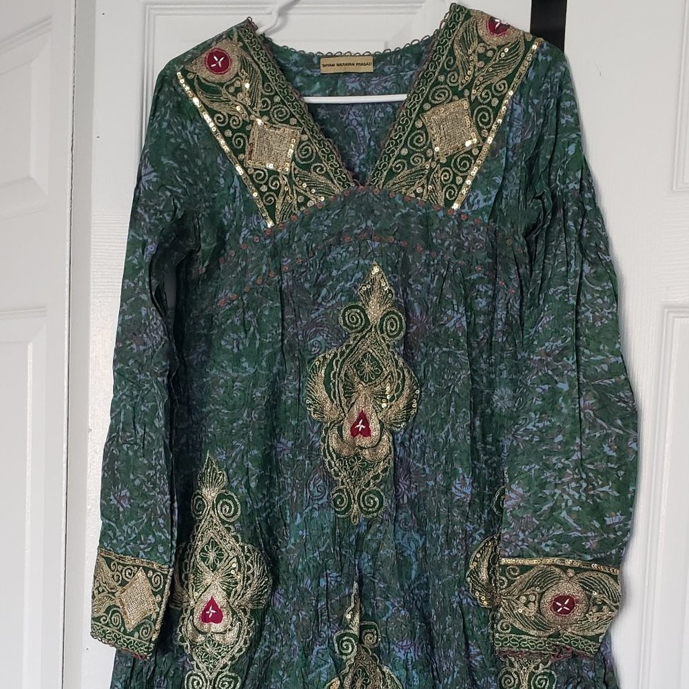 Green Pink Anarkali dress